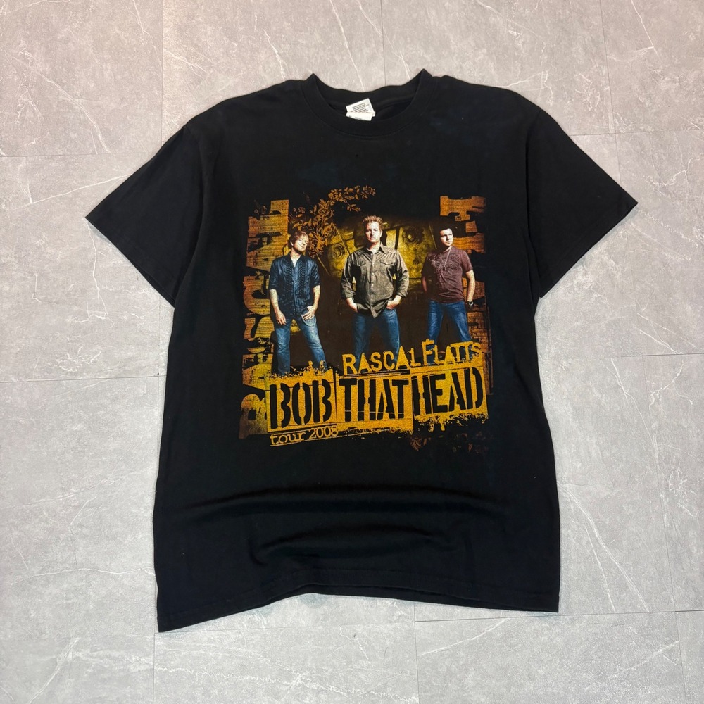 Rascal Flatts Bob That Head Tour 2008 Mens Black Graphic T-Shirt Size M Gildan
